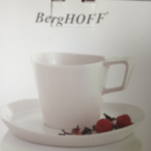 Set Of 2 Berghoff White Tea Coffee Cup and Saucer Set Set - Picture 5 of 6